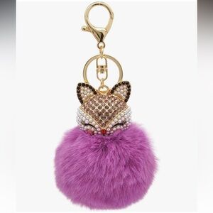 Purple Fox Fur Keychain